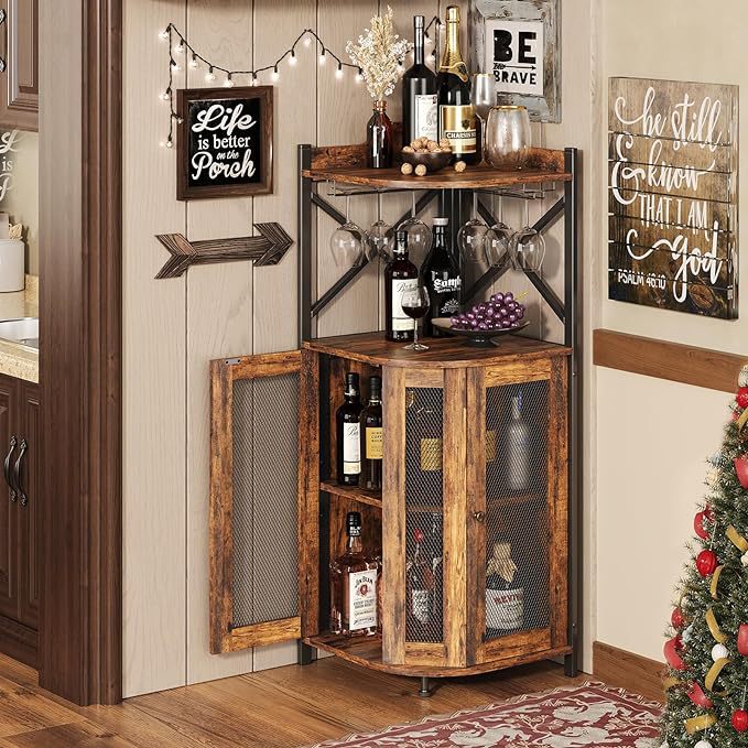 Home Bar Setup - Camlı Köşe Bar Dolabı, Küçük Alanlar