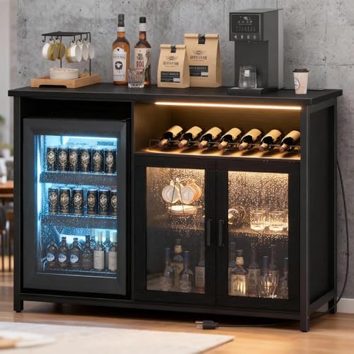 Home Bar Setup - Mini Buzdolabı Alanlı Şarap Barı Dolabı,