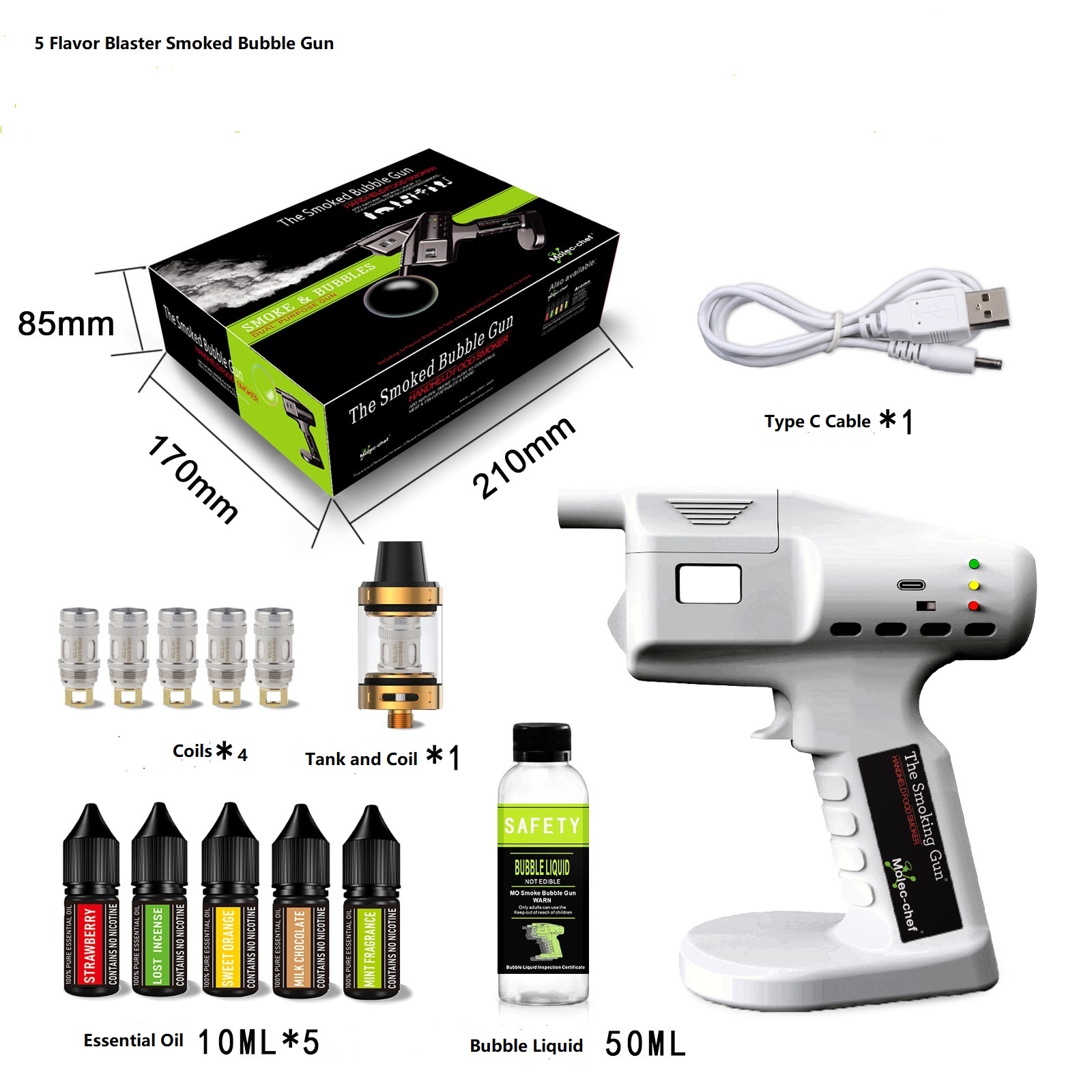 Smoking Gun Kit - Şarj Edilebilir Lezzet Blaster Kokteyl Tabancası