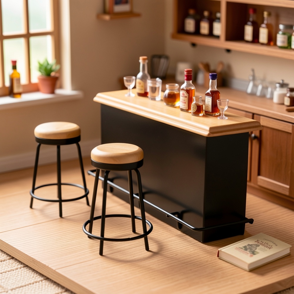 Home Bar Setup - 3 Adet 1:12 Ölçekli Bebek Evi