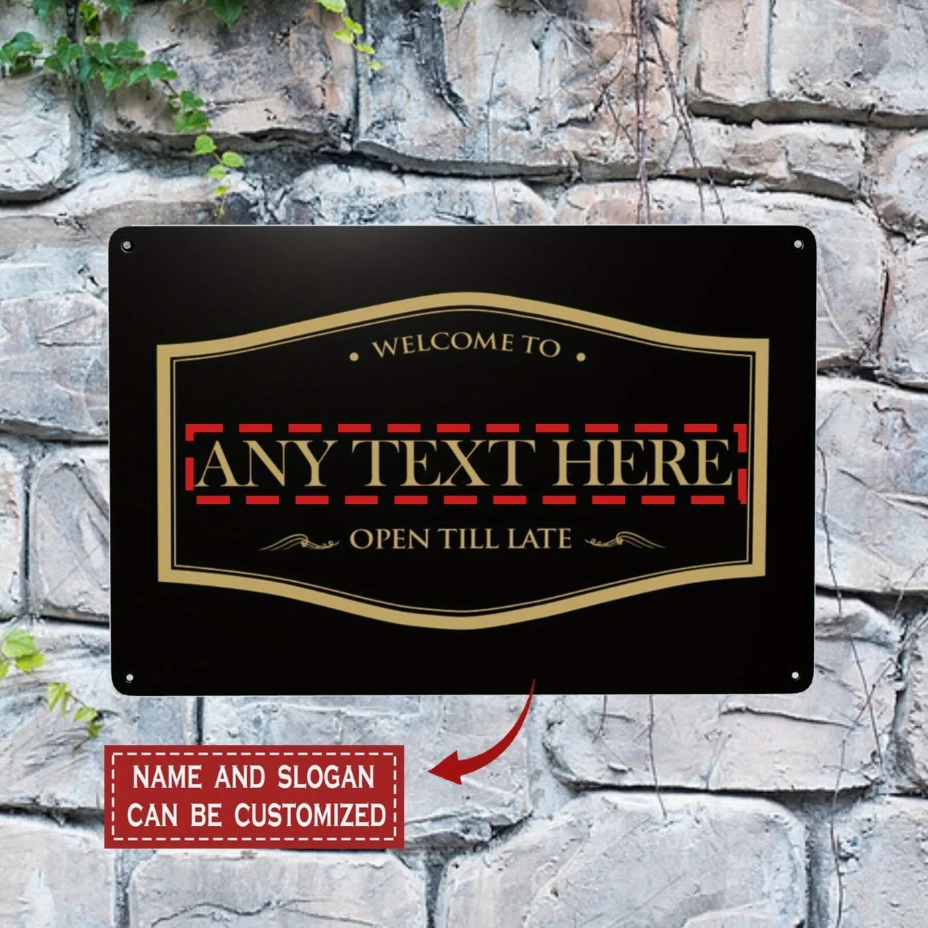 Home Bar Signs - CIFbuy Özelleştirilebilir 2D Düz Altın-Siyah Çubuk