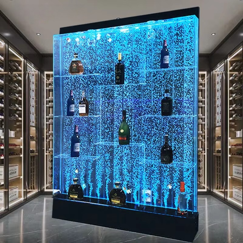 Home Bar Shelf - Özel Tasarım Akrilik LED Su Kabarcığı