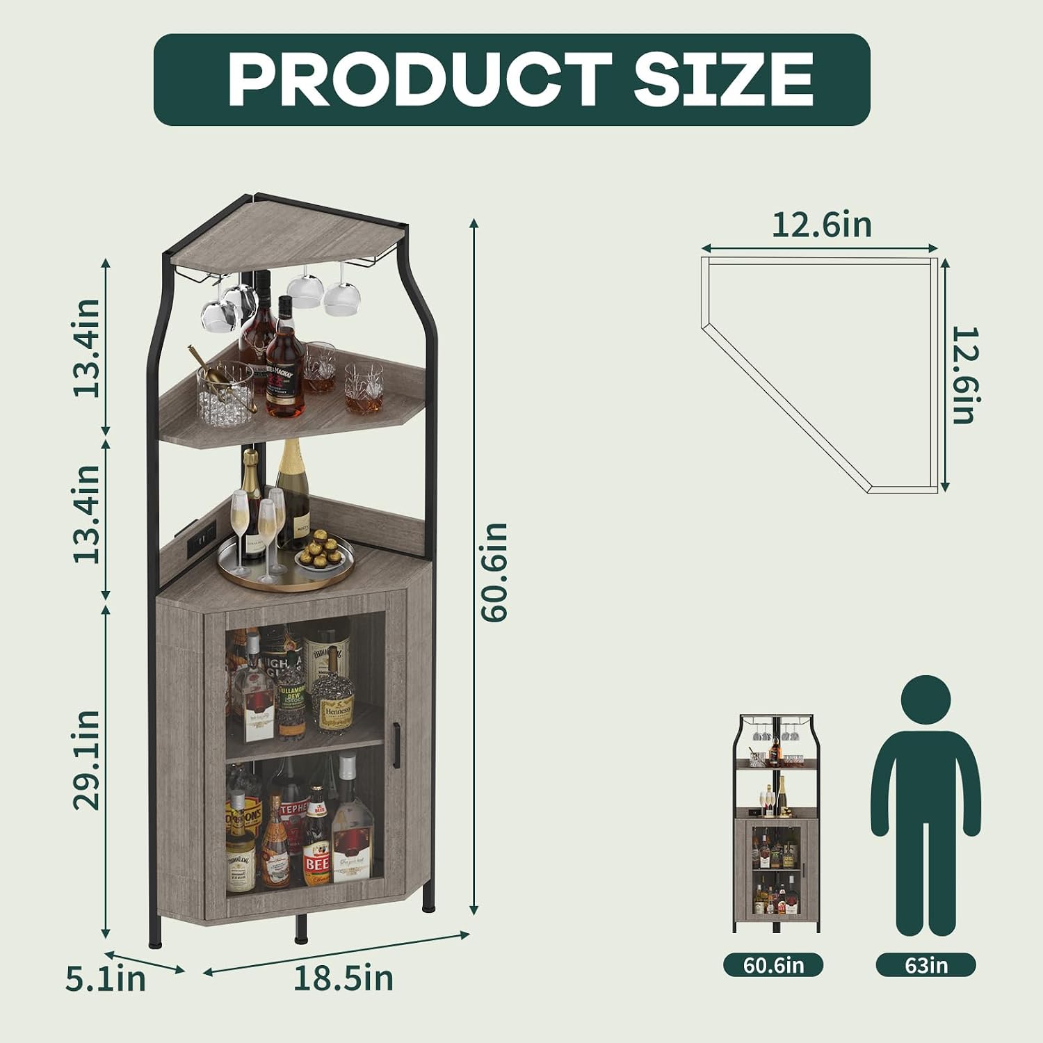 5 Katlı Köşe Şarap Dolabı, Ahş - Home Bar Shelf incelemesi ve fiyatı
