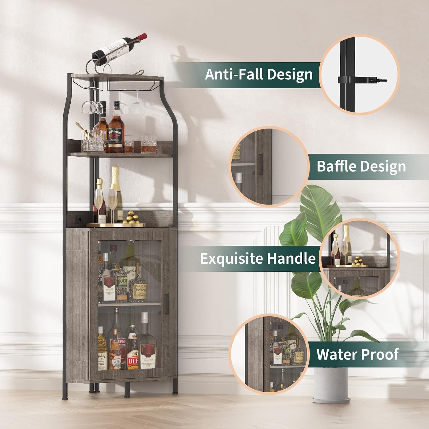 5 Katlı Köşe Şarap Dolabı, Ahş - Home Bar Shelf incelemesi ve fiyatı