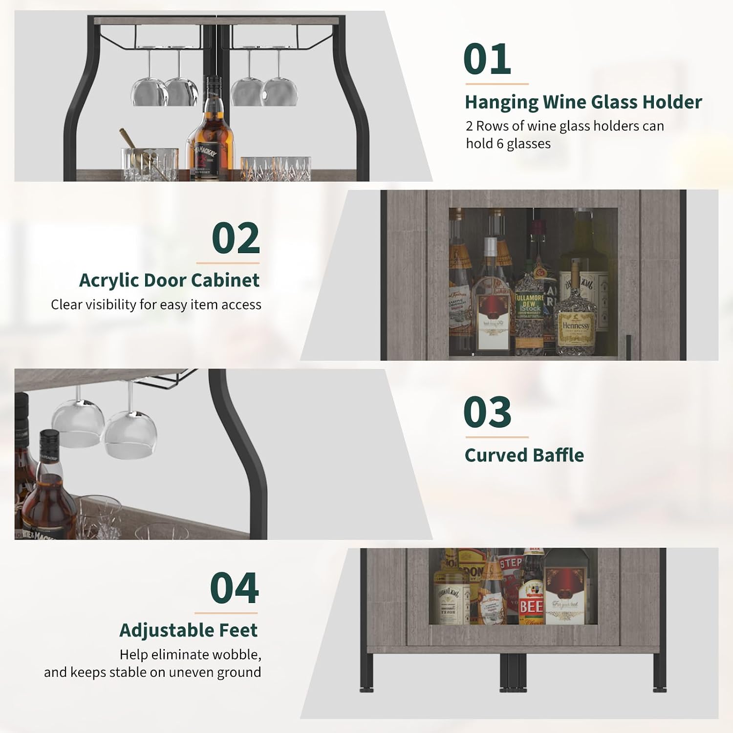 5 Katlı Köşe Şarap Dolabı, Ahş - Home Bar Shelf incelemesi ve fiyatı