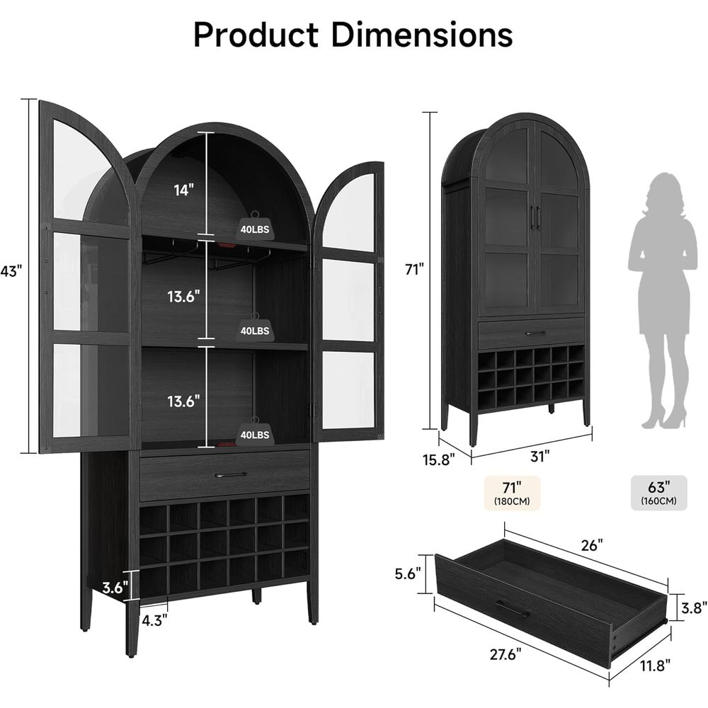 71 inç Yüksekliğinde Kavisli Ş - Home Bar Shelf incelemesi ve fiyatı