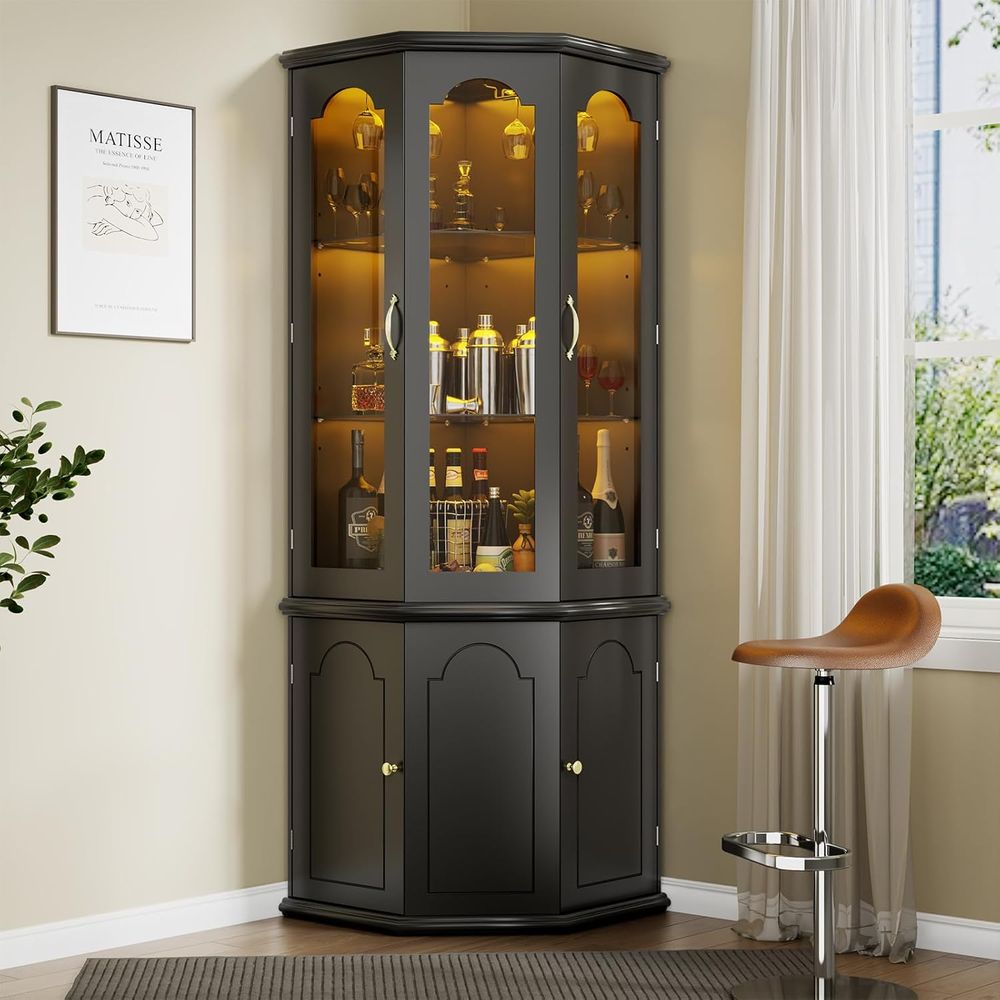 Temperli Cam Kapılı Işıklı Bar - Home Bar Shelf incelemesi ve fiyatı